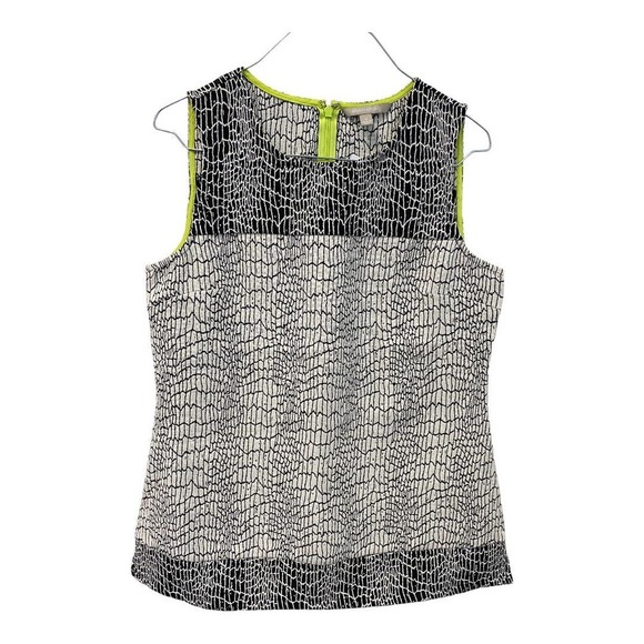 Banana Republic Tops - NWT Banana Republic Top 4 Black White Textured Cotton Blend Sleeveless Patterned